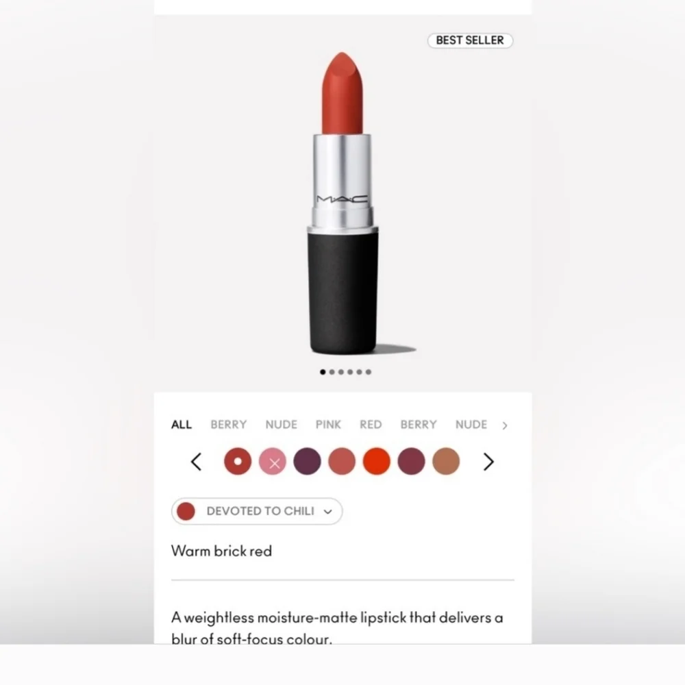 🆕️💋💄MAC DEVOTED TO CHILI POWDER KISS LIPSTICK💄💋 - Picture 8 of 15